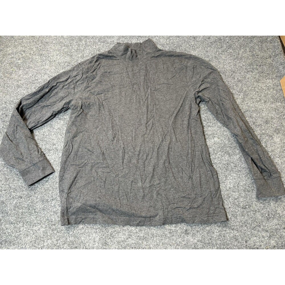 L.L. Bean Shirt Mens L Gray Mock Neck Long Sleeve Tagless Cotton Jersey Tee
